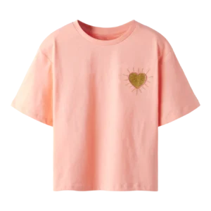 t shirt orange coeur doré