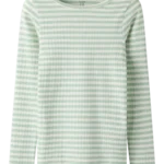 t shirt ligné vert et blanc manche longue