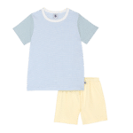 pyjama short à ligne bleu et jaune
