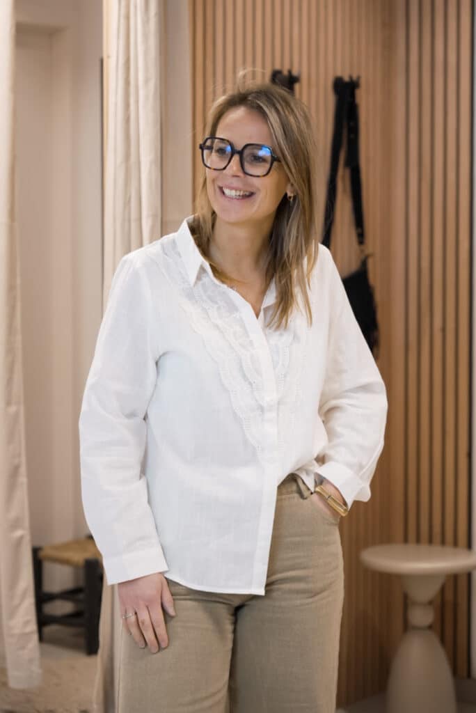 chemise crème en broderie