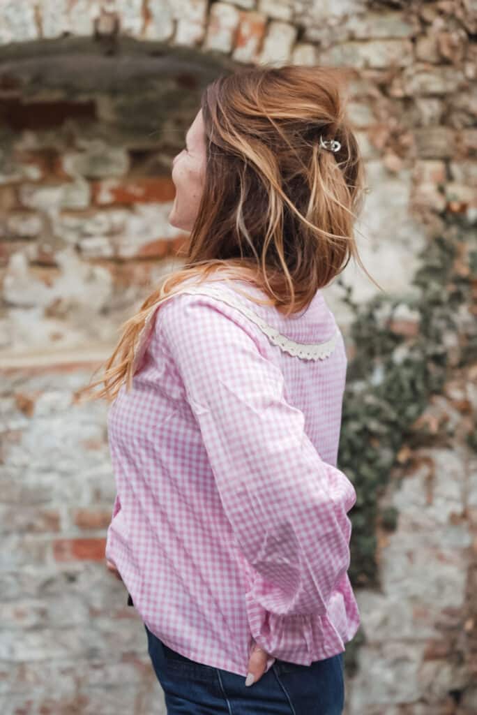 chemise rose col claudine