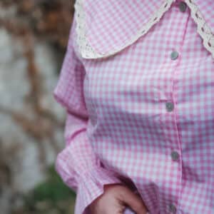 chemise rose col claudine