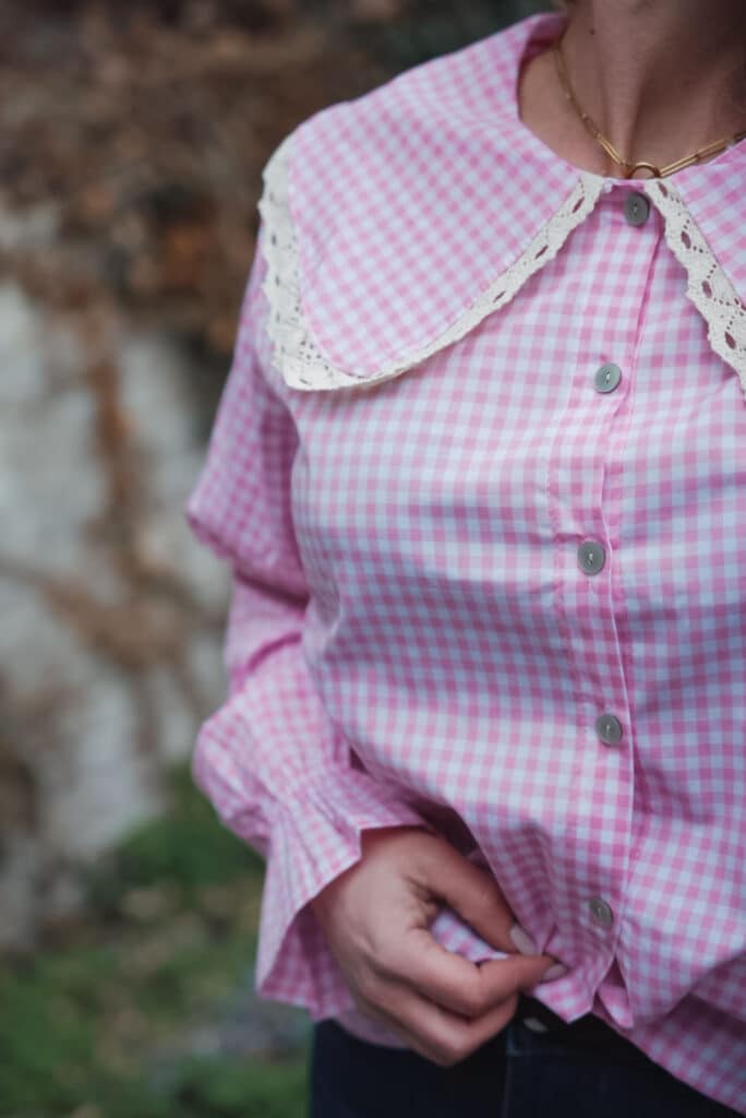 chemise rose col claudine