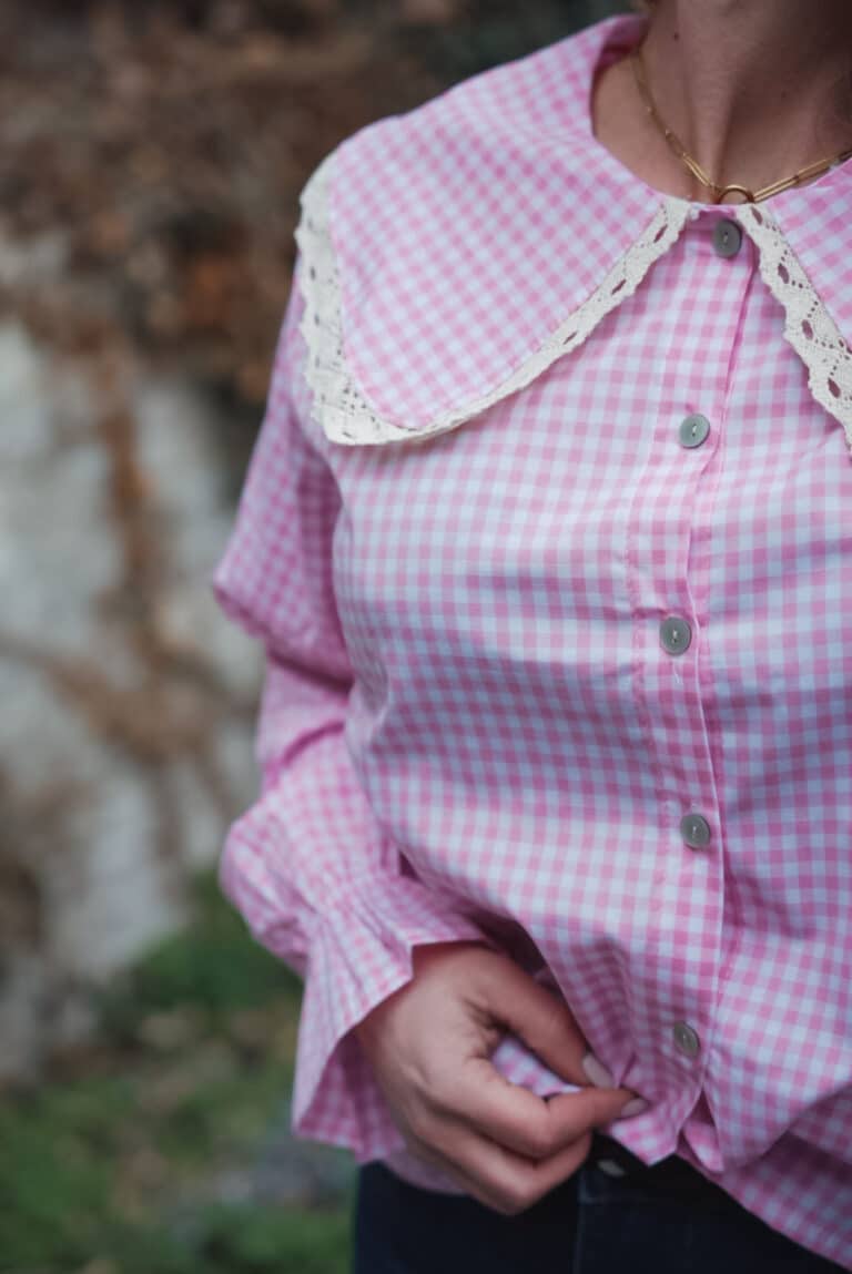 chemise rose col claudine