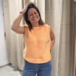 pull orange sans manches
