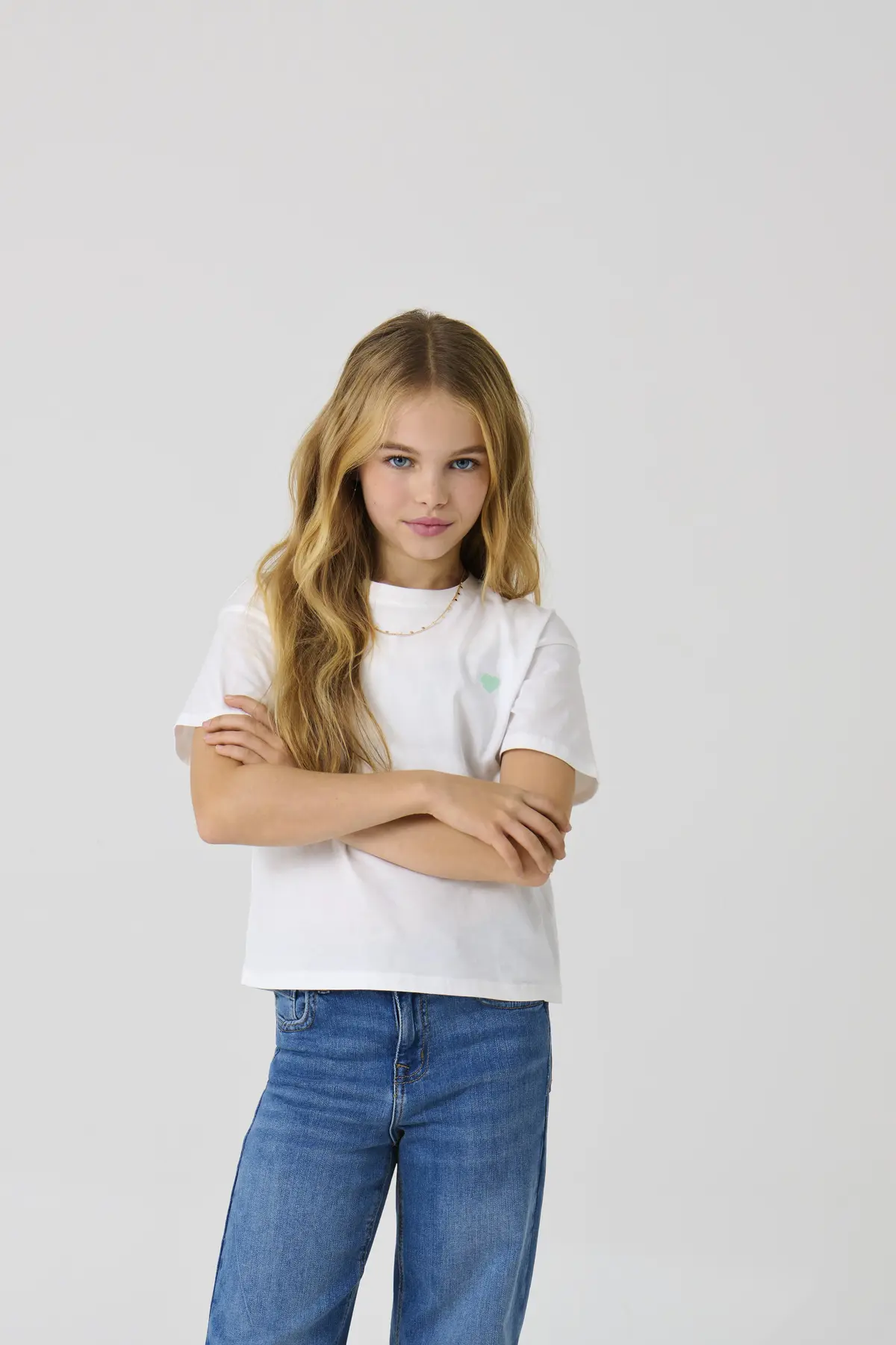 crop top blanc coeur vert