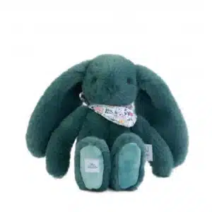 doudou lapin 25cm corail bleu vert