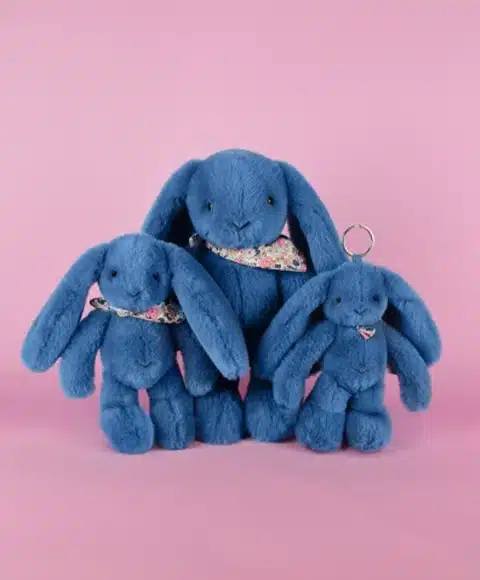 doudou lapin 35cm bleu