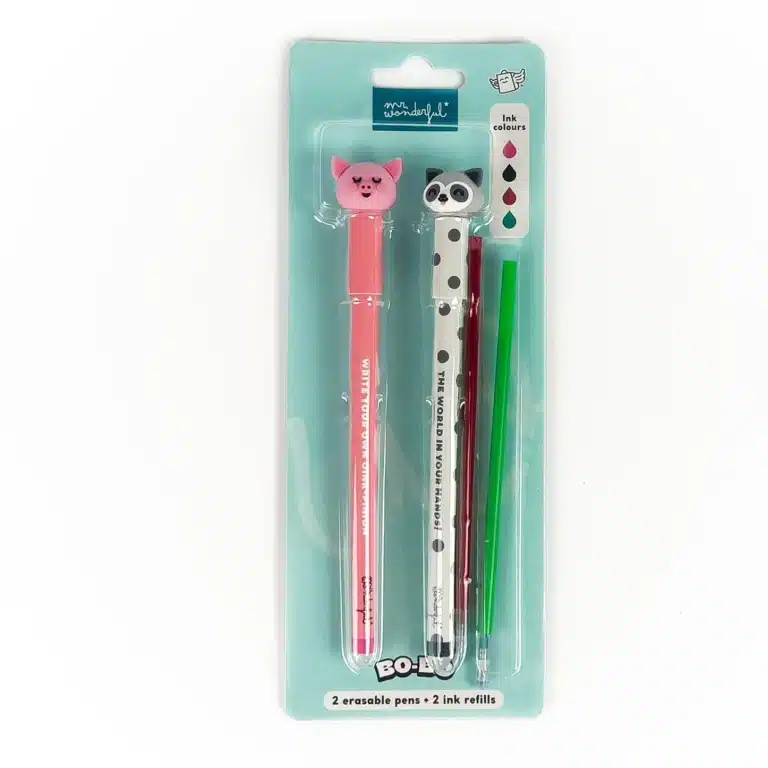 set 2 bics effaçables piglet and racoon