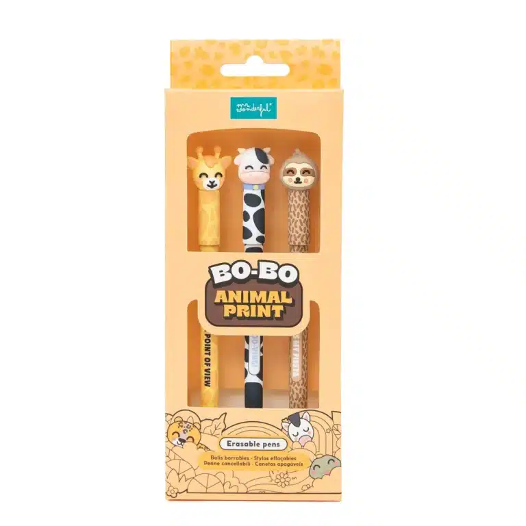 set 3 bics effaçables giraffe,cow,sloth