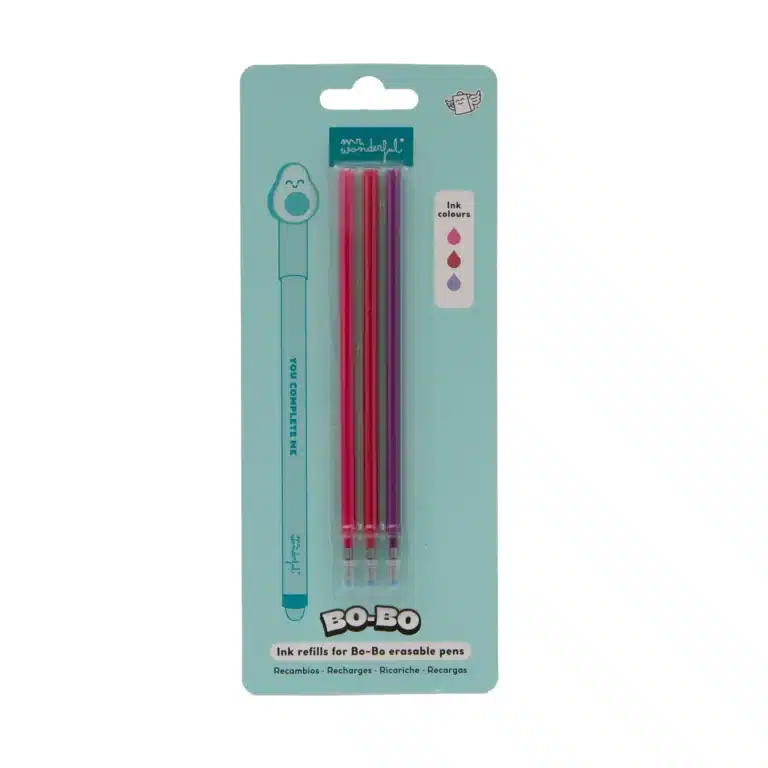 set de 3 recharges bics effaçables pink,maroon, purple