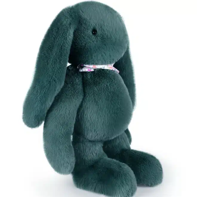 doudou lapin 50 cm corail vert