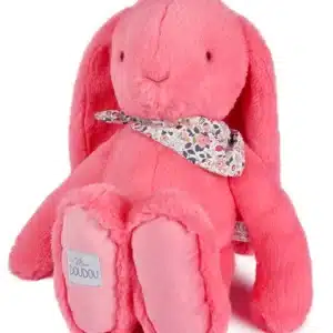 doudou lapin 50 cm corail vert