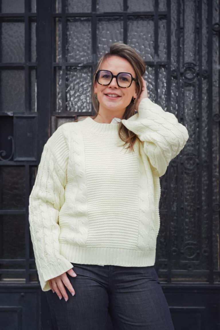 pull maille jaune