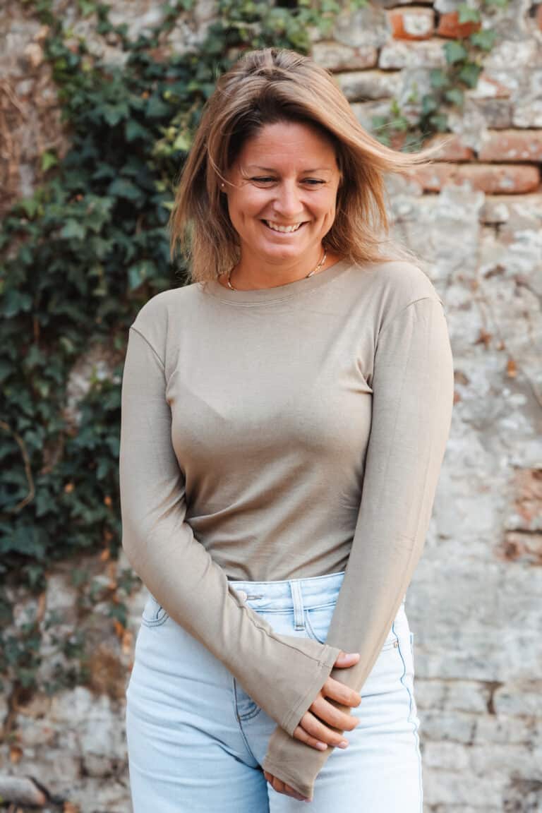 t shirt manches longues beige