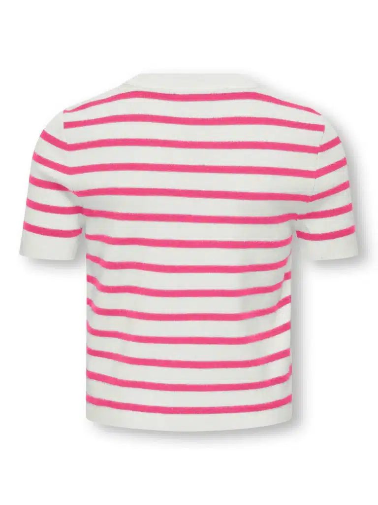 t shirt pull blanc ligné rose