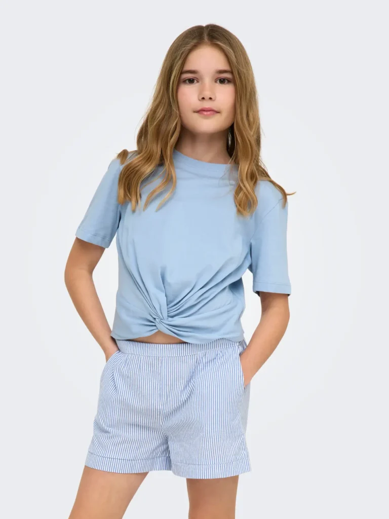 t shirt noeud blanc+bleu clair