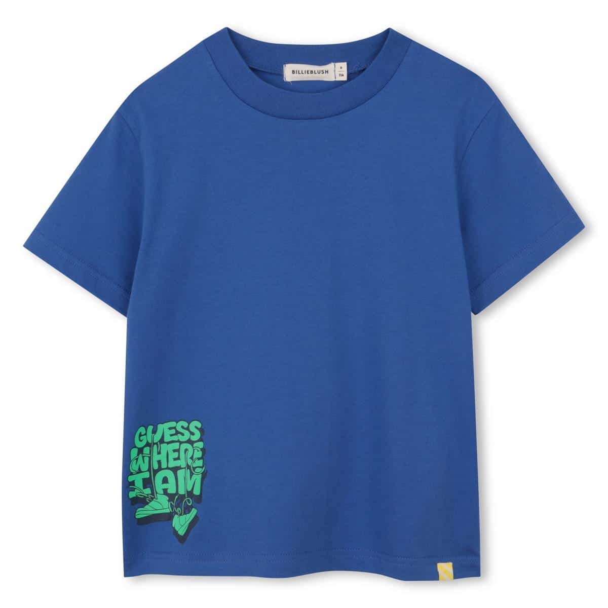 tee shirt manches courtes bleu fanion