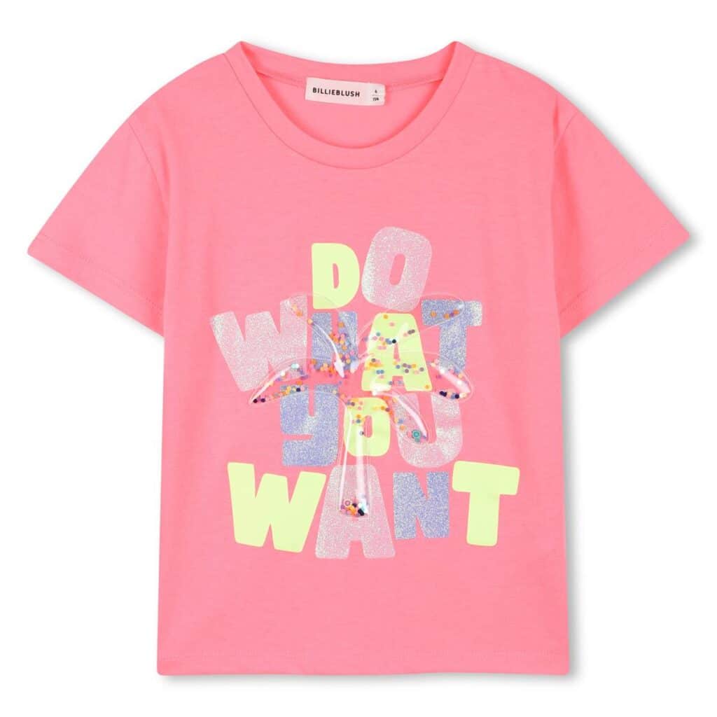 tee shirt manches courtes rose fluo