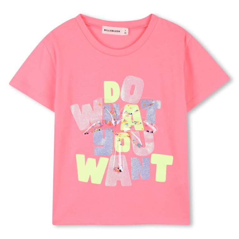tee shirt manches courtes rose fluo
