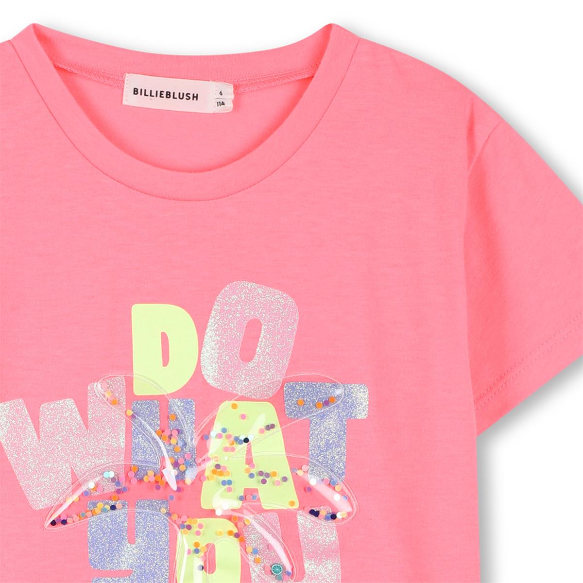 tee shirt manches courtes rose fluo