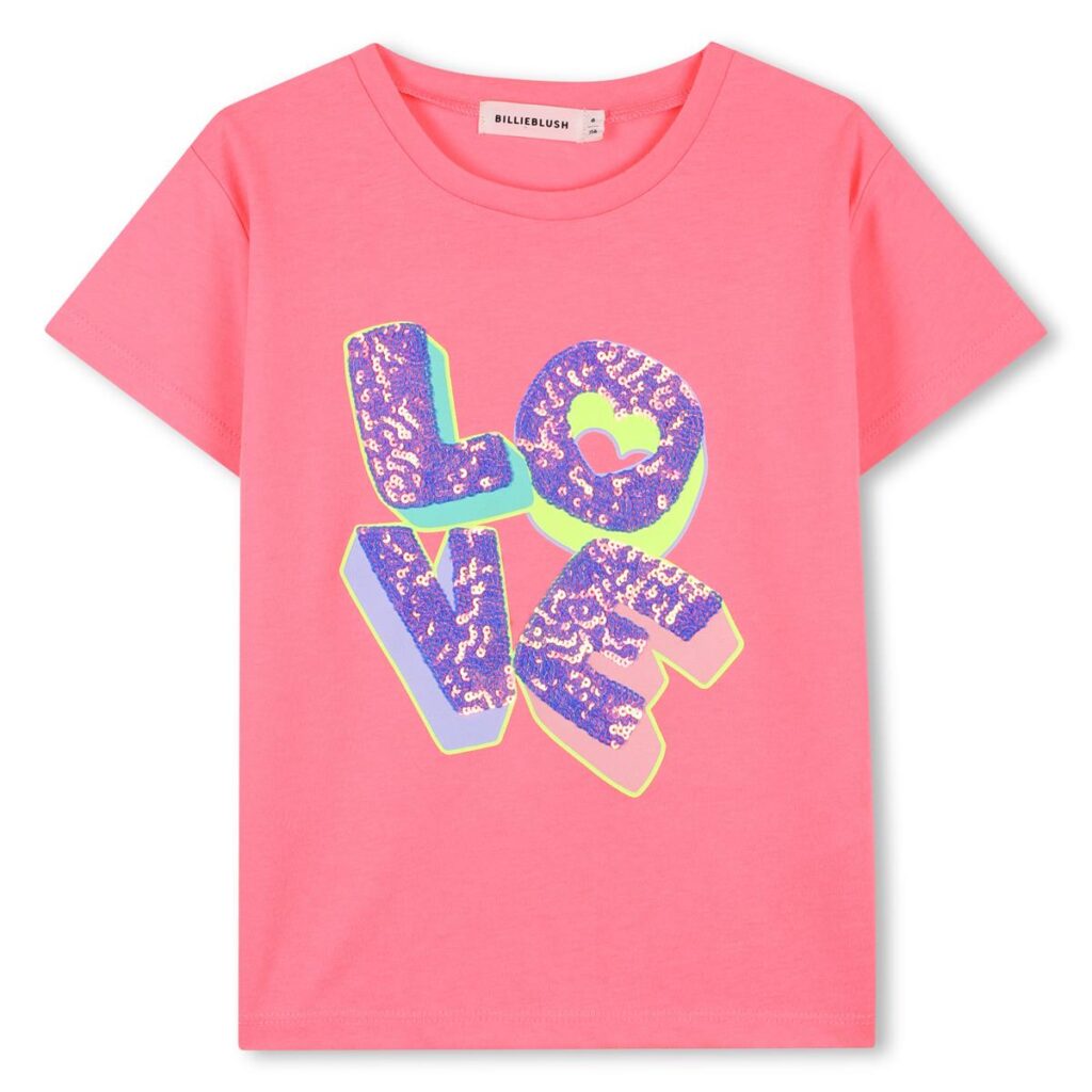 tee shirt manches courtes rose fluo