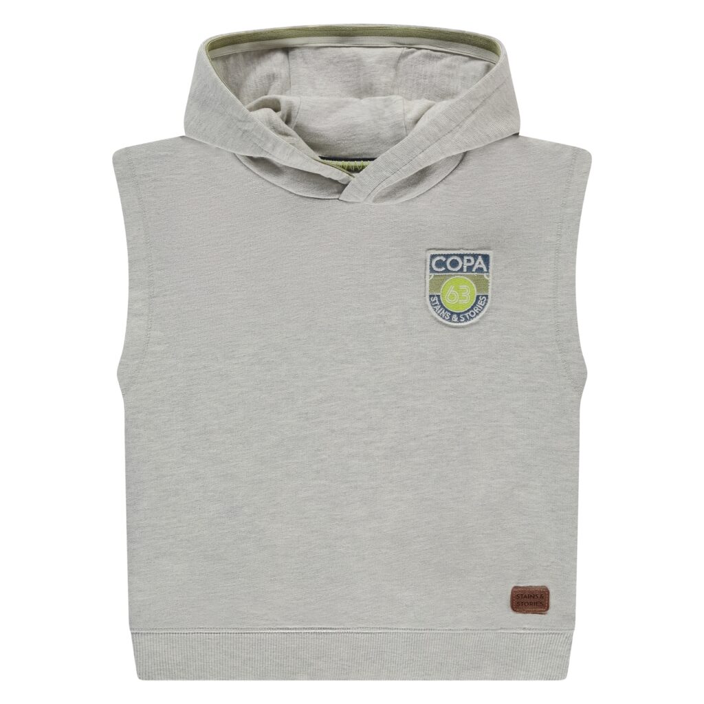 sweat sans manches à capuche garçon gris clair chiné
