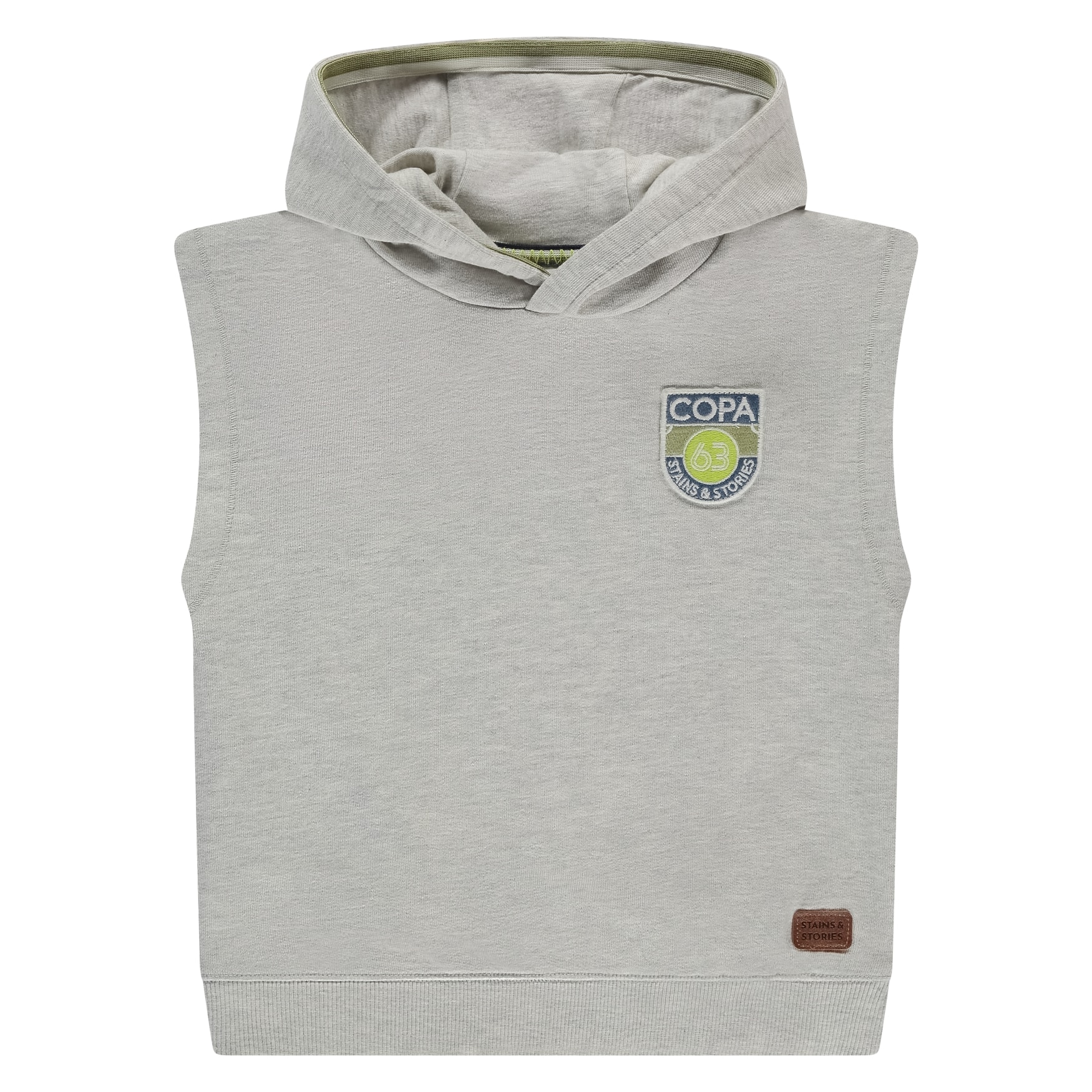 sweat sans manches à capuche garçon gris clair chiné