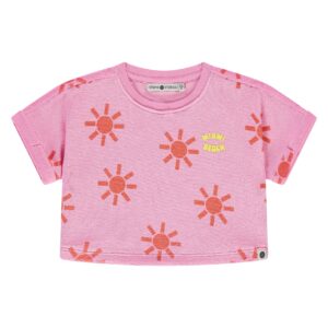 t shirt fille rose fluo