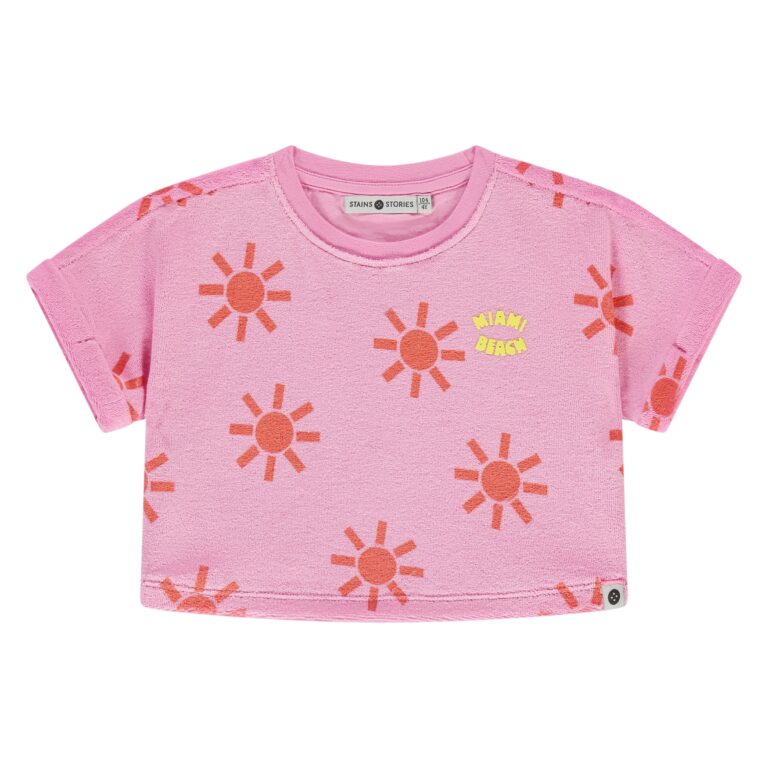 t shirt fille rose fluo