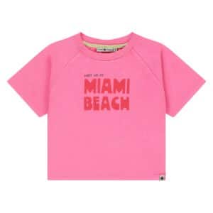 t shirt fille rose fluo