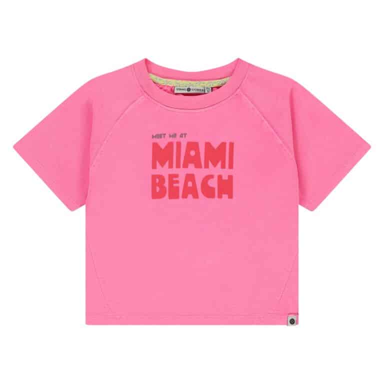 t shirt fille rose fluo
