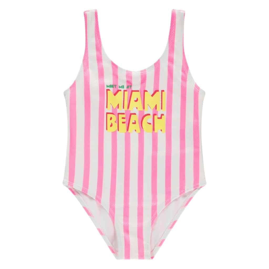 maillot de bain fille rose fluo