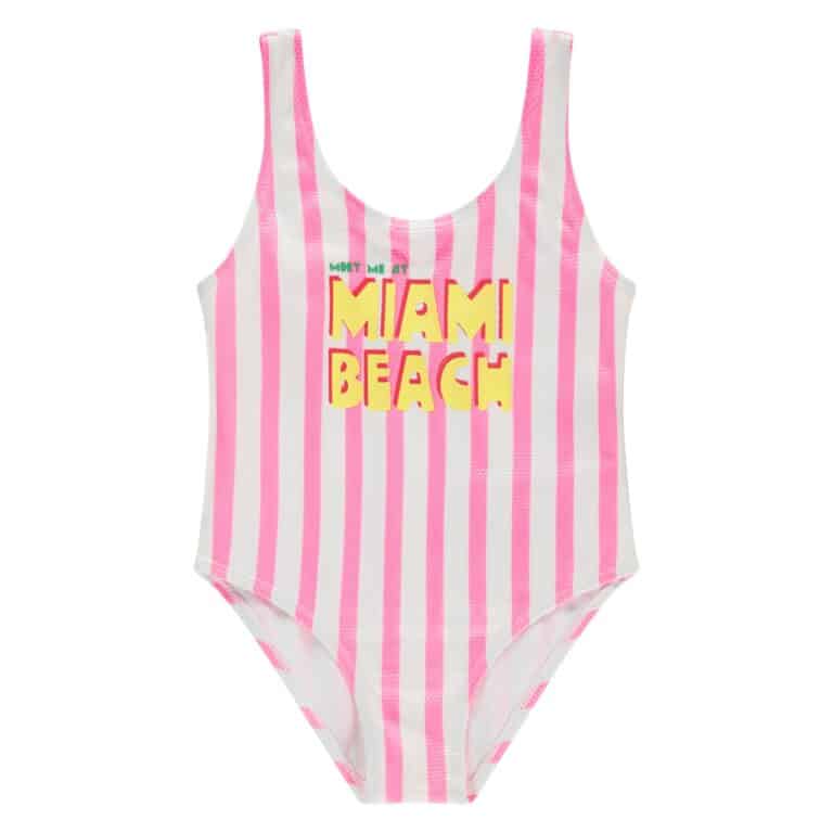 maillot de bain fille rose fluo