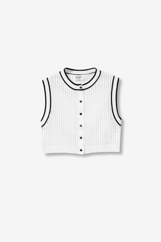pull manches courtes blanc coquette