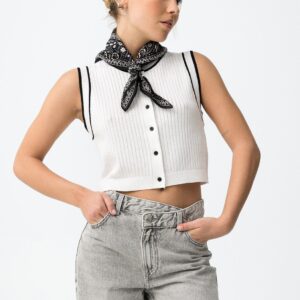 pull manches courtes blanc coquette