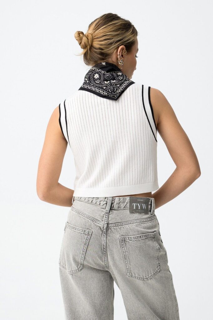 pull manches courtes blanc coquette