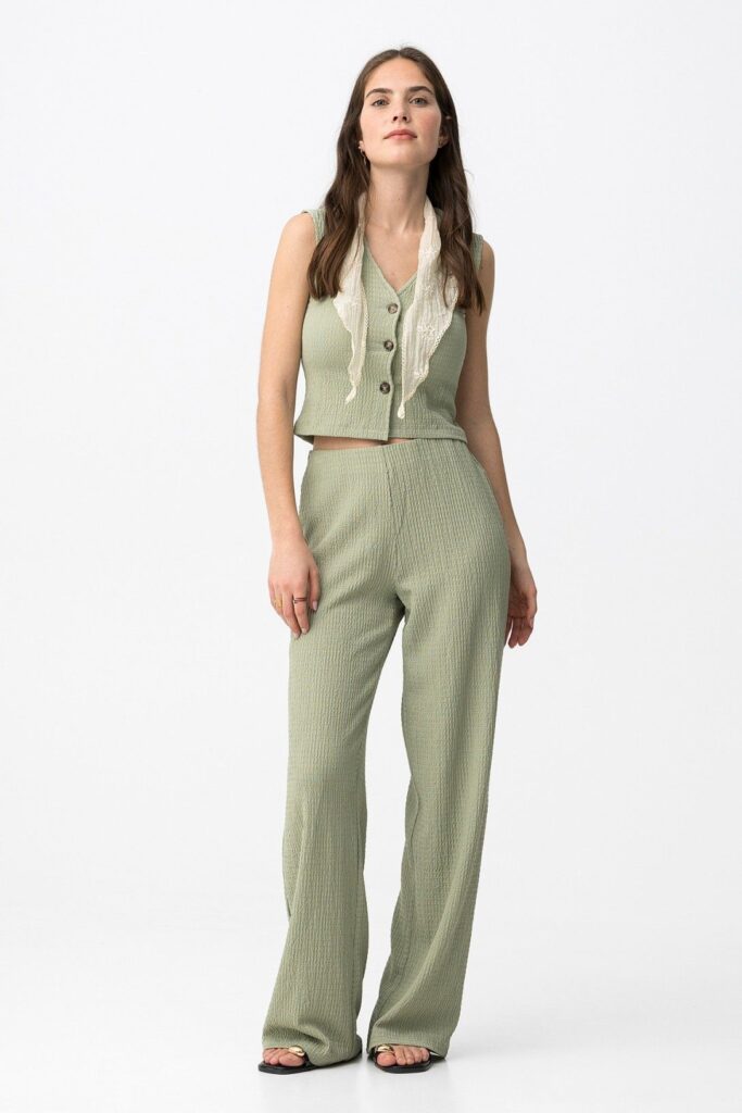 pantalon vert d'eau crepino