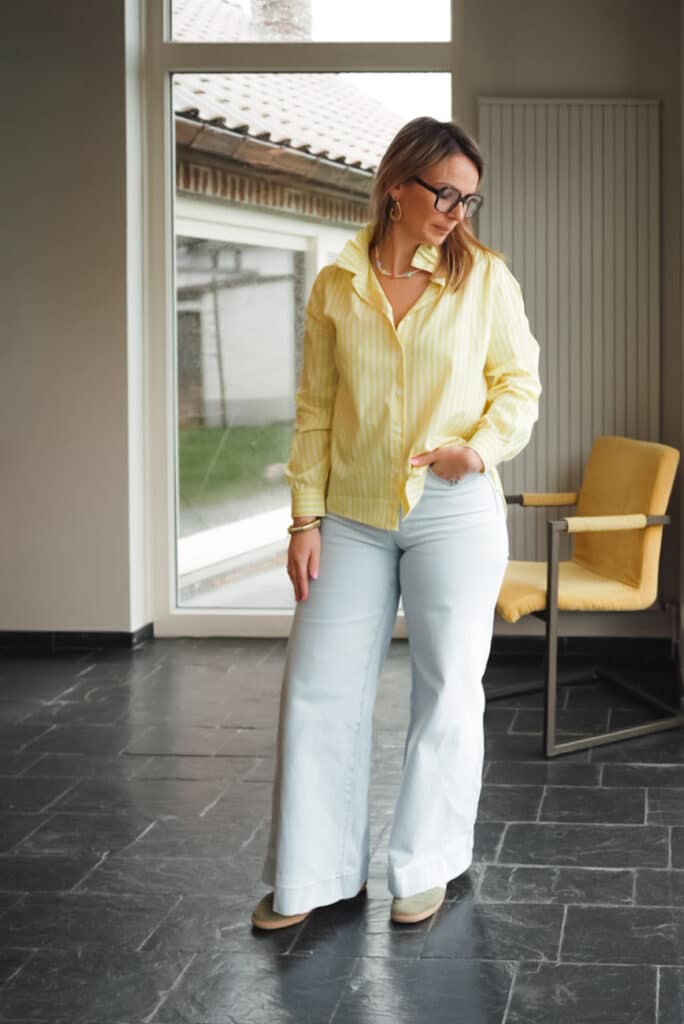 chemise ligné jaune & blanc