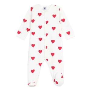 pyjama blanc grands coeurs rouges