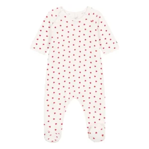 pyjama velours blanc coeurs rouge