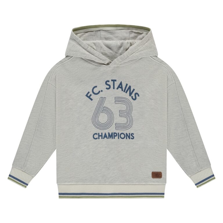 sweat à capuche garçon gris clair chiné