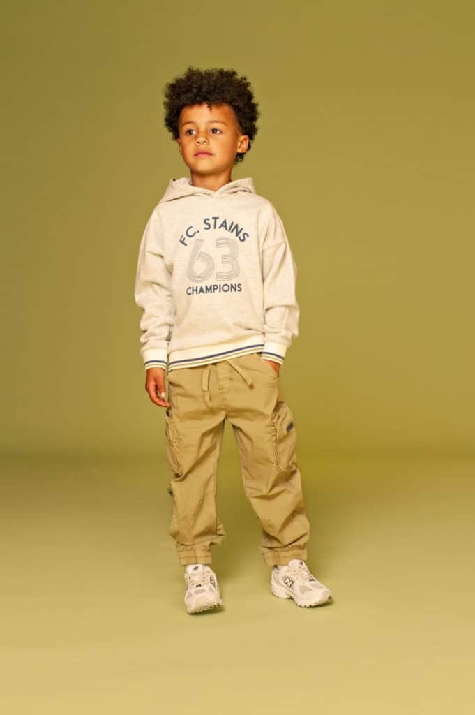 sweat à capuche garçon gris clair chiné