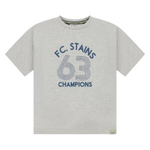 t shirt manches courtes coupe large garçon gris clair chiné