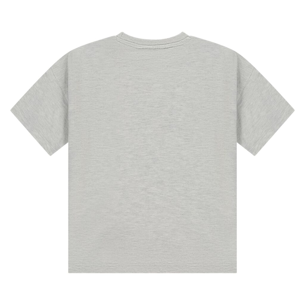 t shirt manches courtes coupe large garçon gris clair chiné