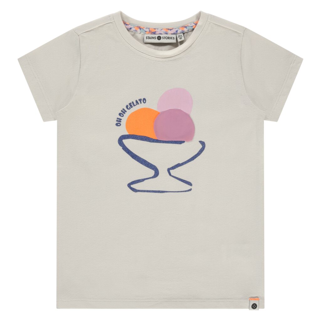 t shirt manches courtes fille ivoire