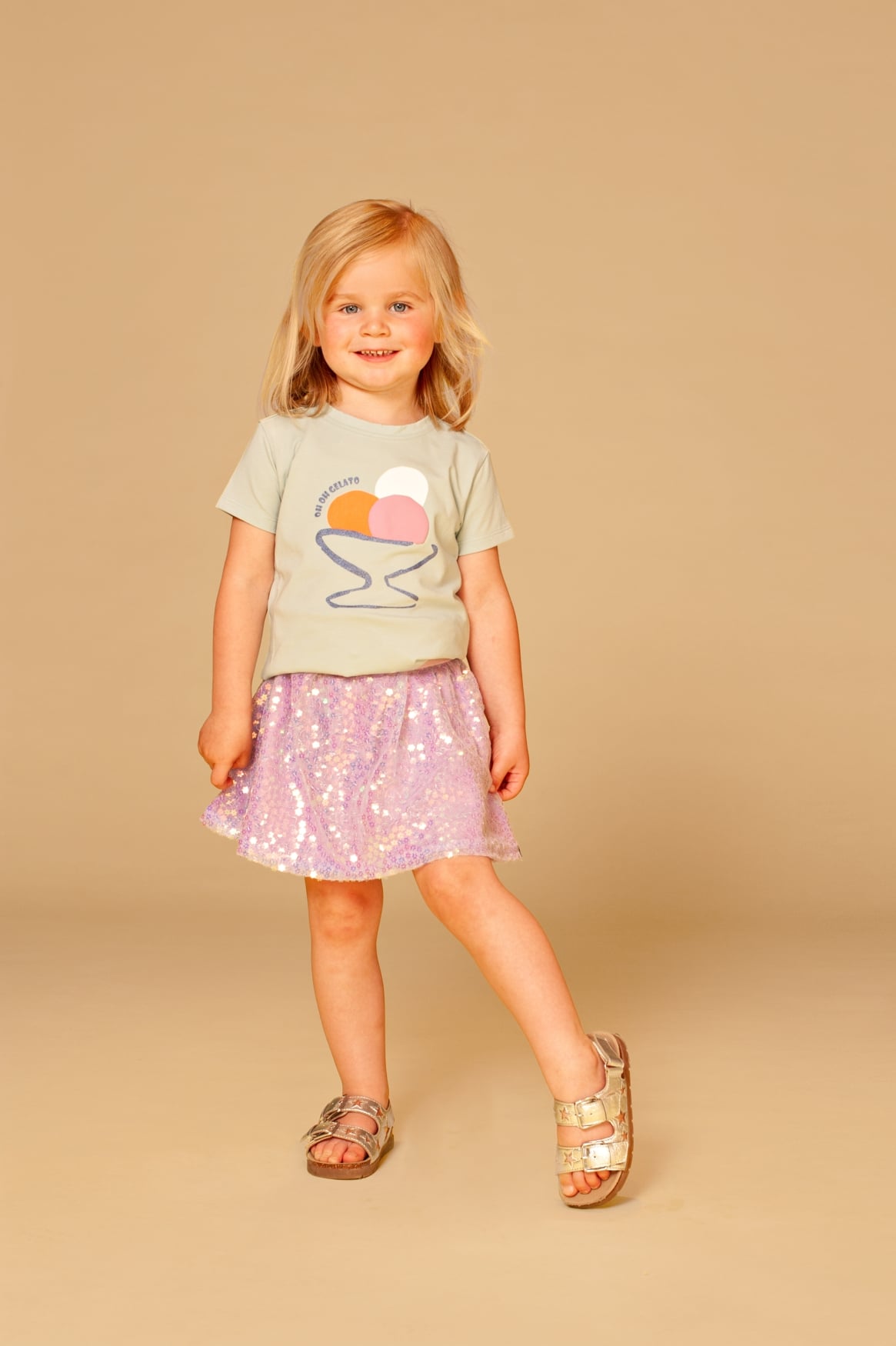 jupe à sequins fille lilas