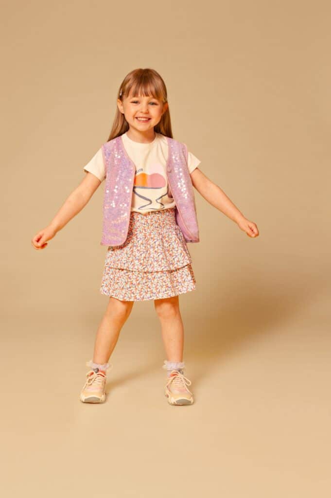 jupe fille rose poudré