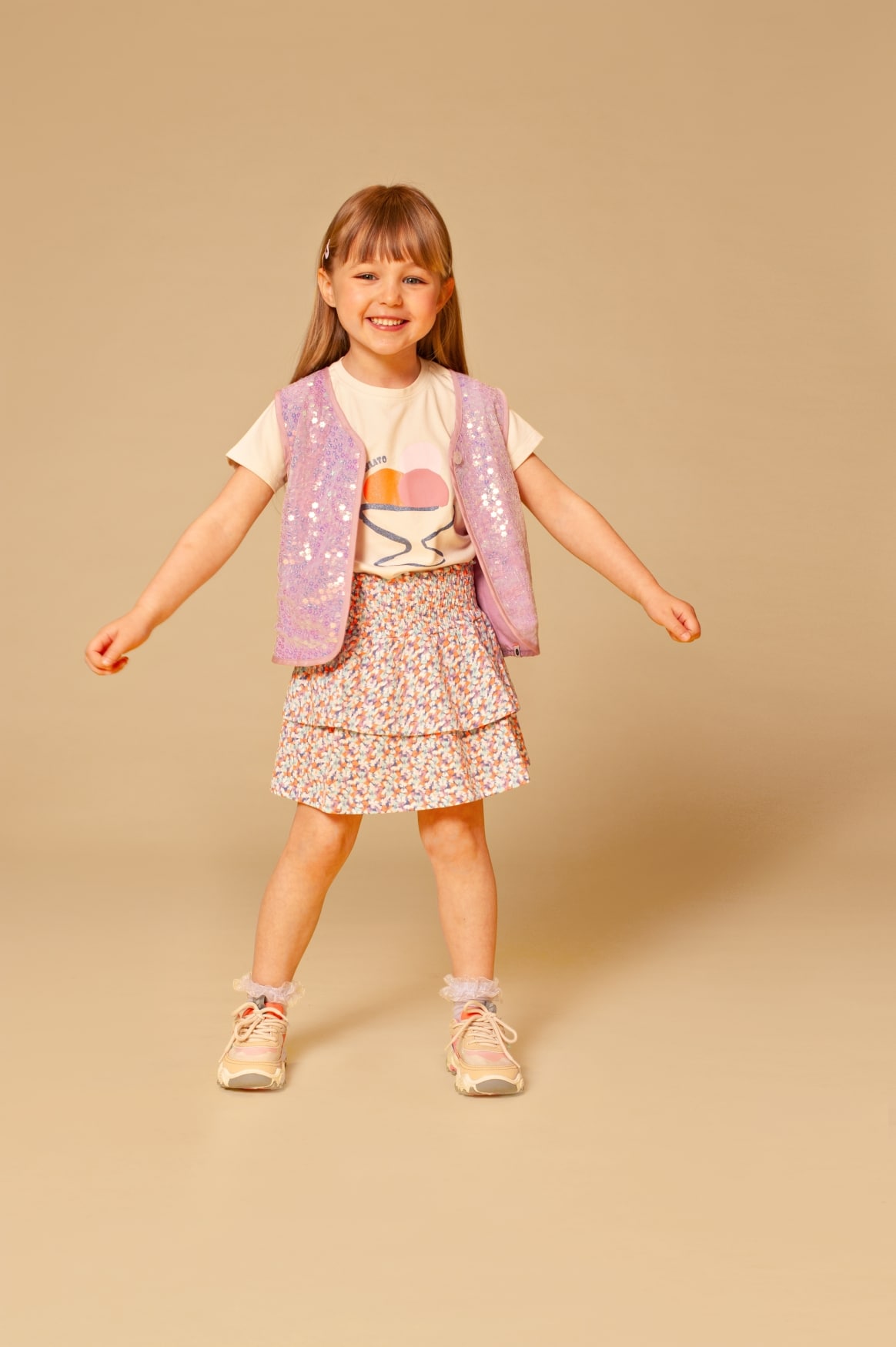 jupe fille rose poudré