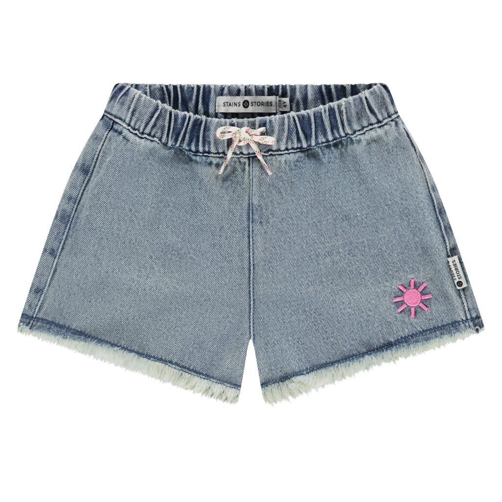 short en jean fille denim bleu clair